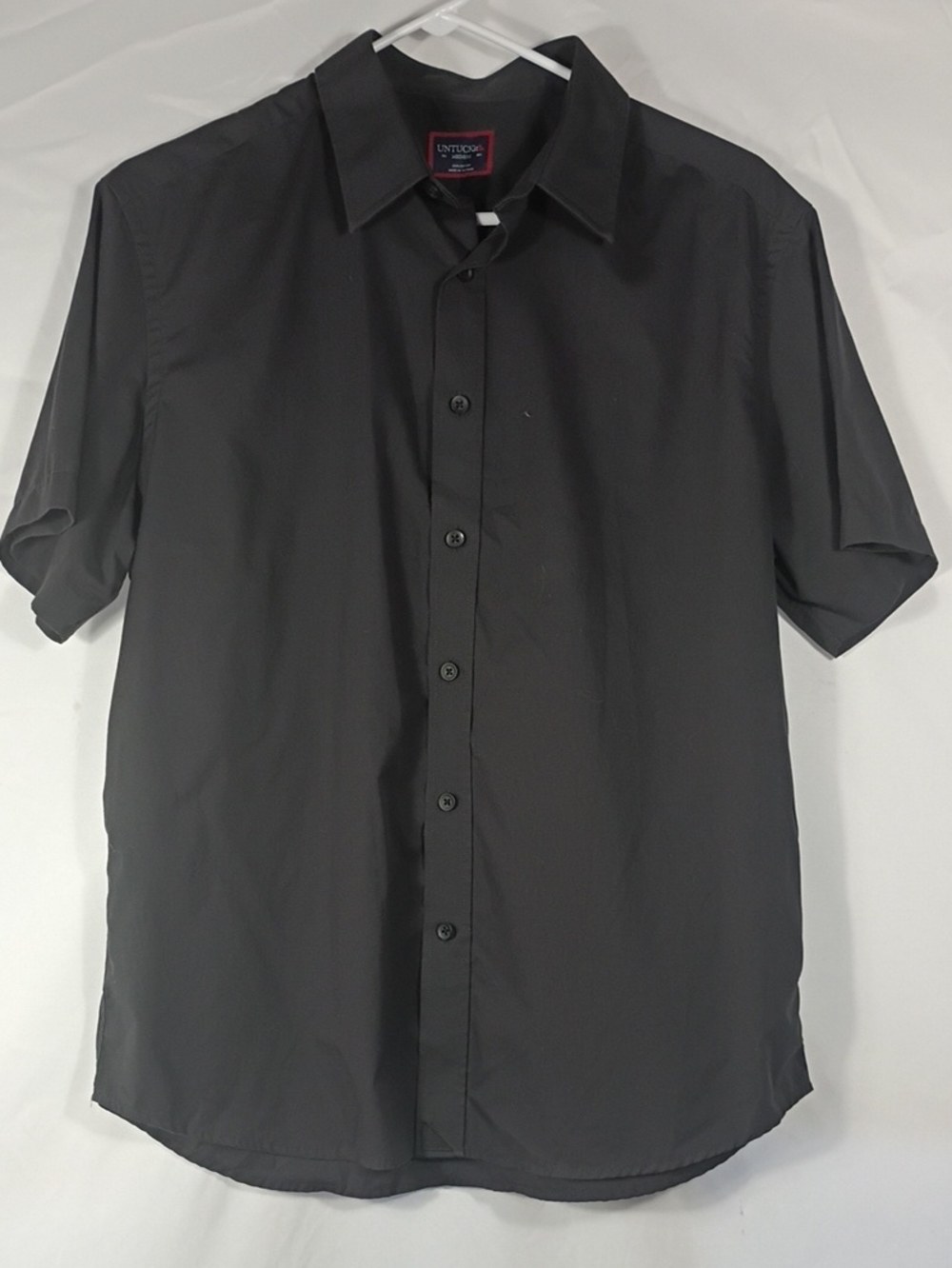 EUC UNTUCKit Classic Coufran Men's Black Short Sleeve Shirt Button Down Sz Med